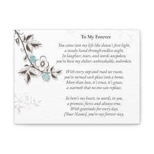 Personalized Romantic Poem Canvas with Floral Design | 12x9 Horizontal Wall Art | Perfect Gift for Loved Ones